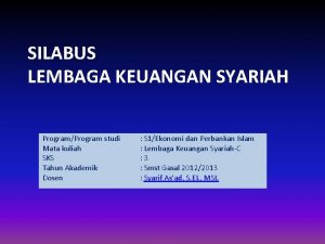 Silabus lembaga keuangan syariah