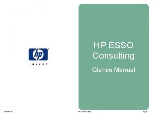 HP ESSO Consulting Glance Manual 2020 11 24