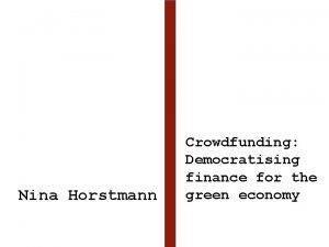Nina Horstmann Crowdfunding Democratising finance for the green