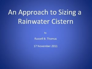 Rainwater cistern sizing