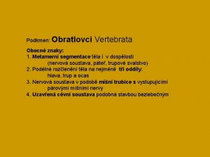 Podkmen Obratlovci Vertebrata Obecn znaky 1 Metamern segmentace