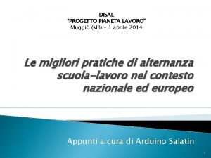 DISAL PROGETTO PIANETA LAVORO Muggi MB 1 aprile