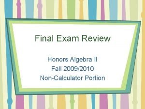 Honors algebra 2 final exam