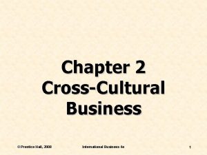 Chapter 2 CrossCultural Business Prentice Hall 2008 International