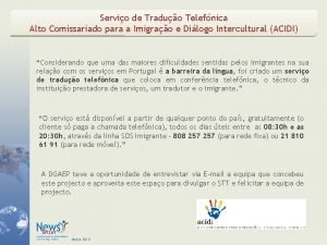 Servio de Traduo Telefnica Alto Comissariado para a