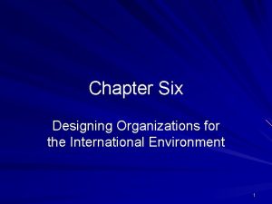 Designing organization for international environment