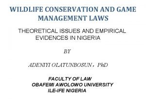 Introduction of wildlife conservation
