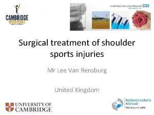 Surgical treatment of shoulder sports injuries Mr Lee