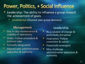 Power Politics Social Influence Leadership The ability to