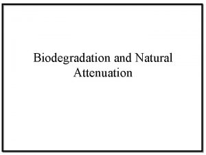 Biodegradation and Natural Attenuation Natural Attenuation The biodegradation