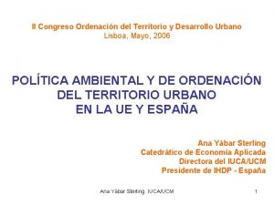 II Congreso Ordenacin del Territorio y Desarrollo Urbano