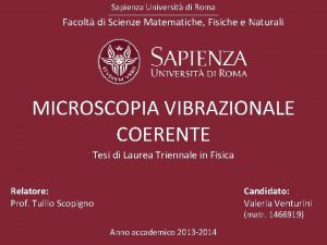 Sapienza Universit di Roma Facolt di Scienze Matematiche