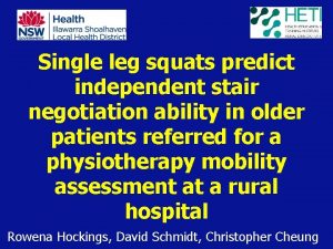 Single leg squats predict independent stair negotiation ability