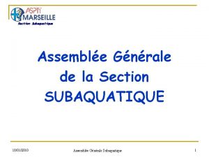 Section Subaquatique Assemble Gnrale de la Section SUBAQUATIQUE