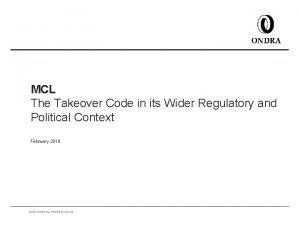 MCL The Takeover Code in its Wider Regulatory