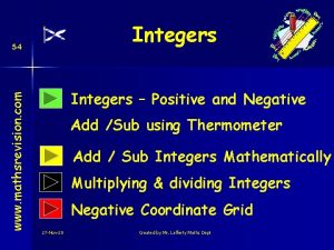 Integers www mathsrevision com S 4 Integers Positive