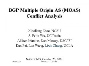 BGP Multiple Origin AS MOAS Conflict Analysis Xiaoliang