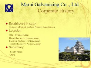 Marui Galvanizing Co Ltd Corporate History l Established