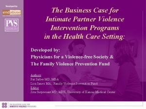 The Business Case for Intimate Partner Violence Intervention