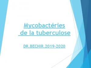 Mycobactries de la tuberculose DR BECHIR 2019 2020