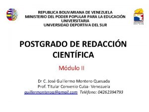 REPUBLICA BOLIVARIANA DE VENEZUELA MINISTERIO DEL PODER POPULAR