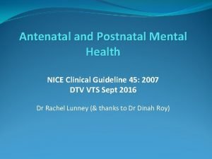 Nice guidelines postnatal depression