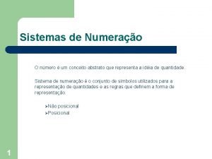 Sistemas de Numerao O nmero um conceito abstrato