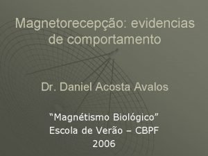 Magnetorecepo evidencias de comportamento Dr Daniel Acosta Avalos