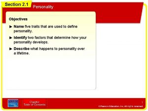 Personality objectives