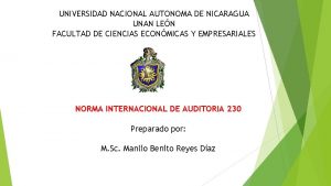 UNIVERSIDAD NACIONAL AUTONOMA DE NICARAGUA UNAN LEN FACULTAD