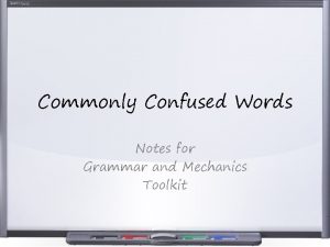 Commonly Confused Words Notes for Grammar and Mechanics
