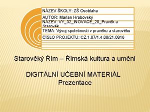 NZEV KOLY Z Osoblaha AUTOR Marian Hrabovsk NZEV