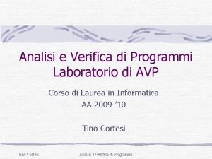 Analisi e Verifica di Programmi Laboratorio di AVP