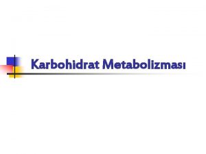 Karbohidrat Metabolizmas Karbohidrat Metabolizmas n n n Karbohidrat