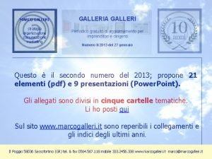 MARCO GALLERIA GALLERI strategia organizzazione comunicazione marketing Periodico