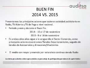 BUEN FIN 2014 VS 2015 Presentamos los principales