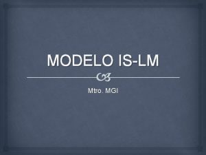 MODELO ISLM Mtro MGI Modelo Macroeconmico Bsico Dos