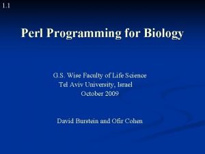 Perl programming for biologists