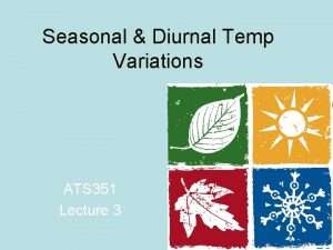 Seasonal Diurnal Temp Variations ATS 351 Lecture 3