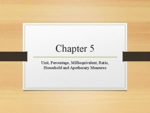 Chapter 5 Unit Percentage Milliequivalent Ratio Household and