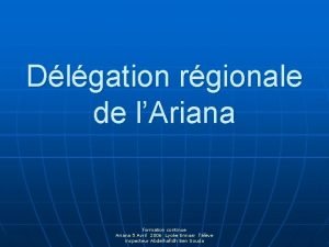 Dlgation rgionale de lAriana formation continue Ariana 5