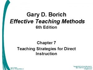 Gary D Borich Effective Teaching Methods 6 th