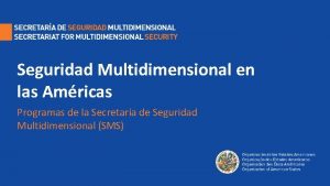 Seguridad Multidimensional en las Amricas Programas de la