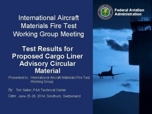 International Aircraft Materials Fire Test Working Group Meeting