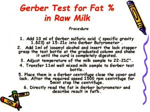 Gerber test for milk fat