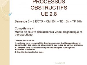 PROCESSUS OBSTRUCTIFS UE 2 8 Semestre 3 2