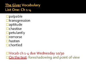 The giver vocabulary list