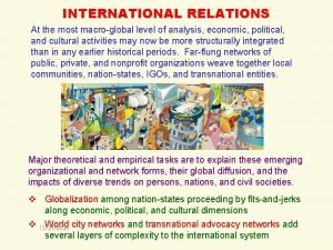 INTERNATIONAL RELATIONS At the most macroglobal level of