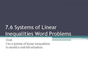 Systems of inequalities word problems worksheet