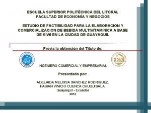 ESCUELA SUPERIOR POLITCNICA DEL LITORAL FACULTAD DE ECONOMA